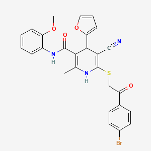 molecular formula C27H22BrN3O4S B5129847 6-{[2-(4-bromophenyl)-2-oxoethyl]thio}-5-cyano-4-(2-furyl)-N-(2-methoxyphenyl)-2-methyl-1,4-dihydro-3-pyridinecarboxamide CAS No. 5570-54-7