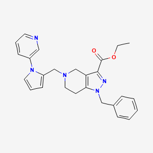 ethyl 1-benzyl-5-{[1-(3-pyridinyl)-1H-pyrrol-2-yl]methyl}-4,5,6,7-tetrahydro-1H-pyrazolo[4,3-c]pyridine-3-carboxylate