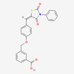 3-({4-[(2,4-dioxo-3-phenyl-1,3-thiazolidin-5-ylidene)methyl]phenoxy}methyl)benzoic acid