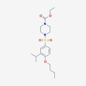 molecular formula C20H32N2O5S B512996 Ethyl 4-{[4-butoxy-3-(methylethyl)phenyl]sulfonyl}piperazinecarboxylate CAS No. 941232-32-2