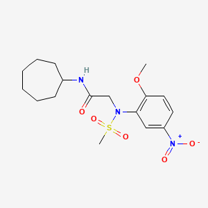 molecular formula C17H25N3O6S B5130026 N~1~-cycloheptyl-N~2~-(2-methoxy-5-nitrophenyl)-N~2~-(methylsulfonyl)glycinamide 