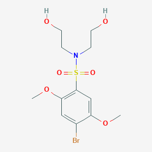 molecular formula C12H18BrNO6S B513006 Bis(2-hydroxyethyl)[(4-bromo-2,5-dimethoxyphenyl)sulfonyl]amine CAS No. 942667-48-3
