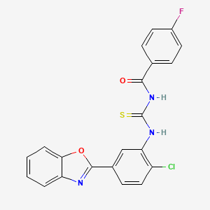 molecular formula C21H13ClFN3O2S B5130155 N-({[5-(1,3-benzoxazol-2-yl)-2-chlorophenyl]amino}carbonothioyl)-4-fluorobenzamide 