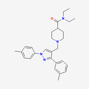 N,N-diethyl-1-{[3-(3-methylphenyl)-1-(4-methylphenyl)-1H-pyrazol-4-yl]methyl}-4-piperidinecarboxamide