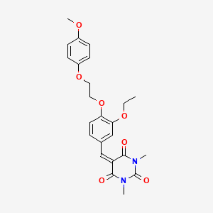 molecular formula C24H26N2O7 B5130197 5-{3-ethoxy-4-[2-(4-methoxyphenoxy)ethoxy]benzylidene}-1,3-dimethyl-2,4,6(1H,3H,5H)-pyrimidinetrione 