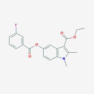 molecular formula C20H18FNO4 B513021 3-(Ethoxycarbonyl)-1,2-dimethylindol-5-yl 3-fluorobenzoate CAS No. 1007687-95-7