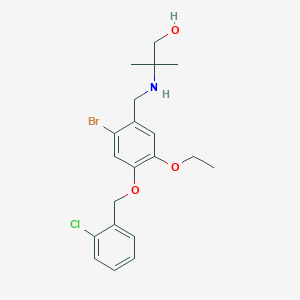 molecular formula C20H25BrClNO3 B5130233 2-({2-bromo-4-[(2-chlorobenzyl)oxy]-5-ethoxybenzyl}amino)-2-methyl-1-propanol 
