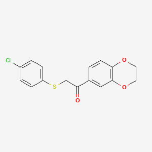 molecular formula C16H13ClO3S B5130241 2-[(4-chlorophenyl)thio]-1-(2,3-dihydro-1,4-benzodioxin-6-yl)ethanone 