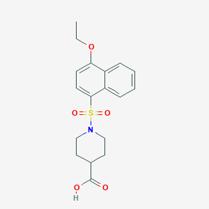 molecular formula C18H21NO5S B513028 1-[(4-Ethoxynaphthyl)sulfonyl]piperidine-4-carboxylic acid CAS No. 941232-82-2