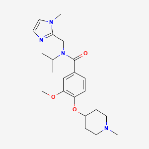 molecular formula C22H32N4O3 B5130297 N-isopropyl-3-methoxy-N-[(1-methyl-1H-imidazol-2-yl)methyl]-4-[(1-methyl-4-piperidinyl)oxy]benzamide 