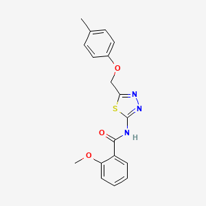 molecular formula C18H17N3O3S B5130323 2-methoxy-N-{5-[(4-methylphenoxy)methyl]-1,3,4-thiadiazol-2-yl}benzamide 