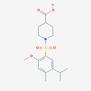molecular formula C17H25NO5S B513033 1-[(5-Isopropyl-2-methoxy-4-methylphenyl)sulfonyl]-4-piperidinecarboxylic acid CAS No. 942702-24-1