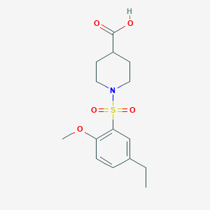 molecular formula C15H21NO5S B513034 1-(5-Ethyl-2-methoxybenzenesulfonyl)piperidine-4-carboxylic acid CAS No. 941232-74-2