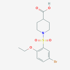 molecular formula C14H18BrNO5S B513037 1-(5-Bromo-2-ethoxyphenyl)sulfonylpiperidine-4-carboxylic acid CAS No. 732271-70-4