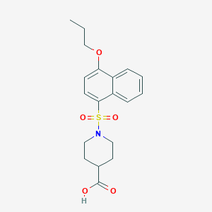 molecular formula C19H23NO5S B513039 1-[(4-Propoxynaphthyl)sulfonyl]piperidine-4-carboxylic acid CAS No. 942666-49-1