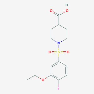 molecular formula C14H18FNO5S B513040 1-(3-Ethoxy-4-fluorobenzenesulfonyl)piperidine-4-carboxylic acid CAS No. 942702-27-4
