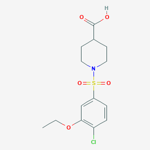 molecular formula C14H18ClNO5S B513041 1-(4-Chloro-3-ethoxybenzenesulfonyl)piperidine-4-carboxylic acid CAS No. 942788-28-5