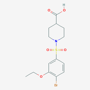 molecular formula C14H18BrNO5S B513042 1-(4-Bromo-3-ethoxybenzenesulfonyl)piperidine-4-carboxylic acid CAS No. 942771-08-6