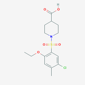 molecular formula C15H20ClNO5S B513043 1-(5-Chloro-2-ethoxy-4-methylbenzenesulfonyl)piperidine-4-carboxylic acid CAS No. 942666-52-6
