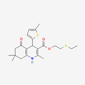 molecular formula C22H29NO3S2 B5130465 2-(ethylthio)ethyl 2,7,7-trimethyl-4-(5-methyl-2-thienyl)-5-oxo-1,4,5,6,7,8-hexahydro-3-quinolinecarboxylate 
