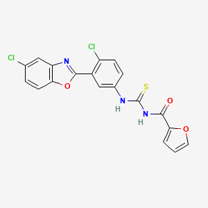 molecular formula C19H11Cl2N3O3S B5130479 N-({[4-chloro-3-(5-chloro-1,3-benzoxazol-2-yl)phenyl]amino}carbonothioyl)-2-furamide 