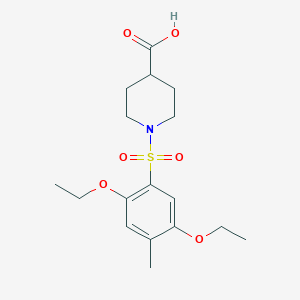 molecular formula C17H25NO6S B513048 1-(2,5-Diethoxy-4-methylbenzenesulfonyl)piperidine-4-carboxylic acid CAS No. 942666-55-9