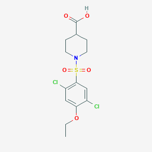 molecular formula C14H17Cl2NO5S B513049 1-(2,5-Dichloro-4-ethoxybenzenesulfonyl)piperidine-4-carboxylic acid CAS No. 942702-33-2