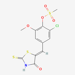 2-chloro-6-methoxy-4-[(4-oxo-2-thioxo-1,3-thiazolidin-5-ylidene)methyl]phenyl methanesulfonate