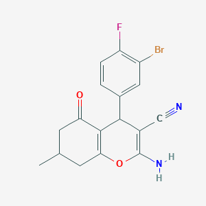 molecular formula C17H14BrFN2O2 B5130511 2-amino-4-(3-bromo-4-fluorophenyl)-7-methyl-5-oxo-5,6,7,8-tetrahydro-4H-chromene-3-carbonitrile 