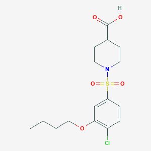 molecular formula C16H22ClNO5S B513053 1-(3-Butoxy-4-chlorobenzenesulfonyl)piperidine-4-carboxylic acid CAS No. 942771-17-7