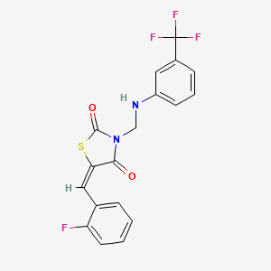 molecular formula C18H12F4N2O2S B5130561 5-(2-fluorobenzylidene)-3-({[3-(trifluoromethyl)phenyl]amino}methyl)-1,3-thiazolidine-2,4-dione 