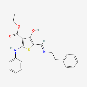 molecular formula C22H22N2O3S B5130582 ethyl 2-anilino-4-oxo-5-{[(2-phenylethyl)amino]methylene}-4,5-dihydro-3-thiophenecarboxylate 