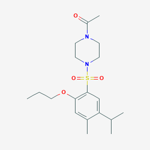 molecular formula C19H30N2O4S B513059 1-Acetyl-4-{[4-methyl-5-(methylethyl)-2-propoxyphenyl]sulfonyl}piperazine CAS No. 942788-43-4