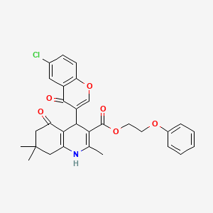 molecular formula C30H28ClNO6 B5130596 2-phenoxyethyl 4-(6-chloro-4-oxo-4H-chromen-3-yl)-2,7,7-trimethyl-5-oxo-1,4,5,6,7,8-hexahydro-3-quinolinecarboxylate CAS No. 5876-40-4