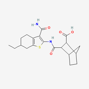 molecular formula C20H26N2O4S B5130684 3-({[3-(aminocarbonyl)-6-ethyl-4,5,6,7-tetrahydro-1-benzothien-2-yl]amino}carbonyl)bicyclo[2.2.1]heptane-2-carboxylic acid 