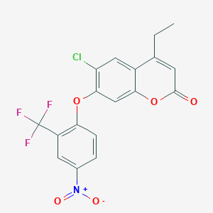 molecular formula C18H11ClF3NO5 B5130715 6-chloro-4-ethyl-7-[4-nitro-2-(trifluoromethyl)phenoxy]-2H-chromen-2-one 