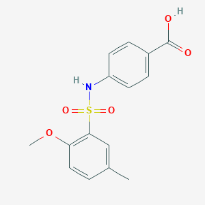 molecular formula C15H15NO5S B513072 4-{[(2-Methoxy-5-methylphenyl)sulfonyl]amino}benzoic acid CAS No. 1018154-07-8