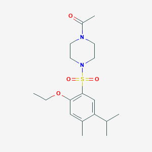 molecular formula C18H28N2O4S B513083 1-{4-[2-乙氧基-4-甲基-5-(丙-2-基)苯磺酰基]哌嗪-1-基}乙-1-酮 CAS No. 942666-67-3