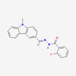 molecular formula C21H16FN3O B5130830 2-fluoro-N'-[(9-methyl-9H-carbazol-3-yl)methylene]benzohydrazide 