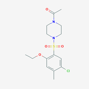 molecular formula C15H21ClN2O4S B513084 1-[4-(5-氯-2-乙氧基-4-甲基苯磺酰基)哌嗪-1-基]乙烷-1-酮 CAS No. 942702-44-5
