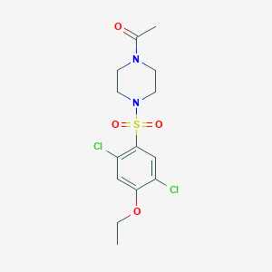 molecular formula C14H18Cl2N2O4S B513086 1-[4-(2,5-Dichloro-4-ethoxybenzenesulfonyl)piperazin-1-yl]ethan-1-one CAS No. 942788-46-7