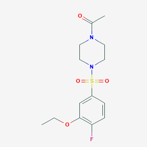 molecular formula C14H19FN2O4S B513089 1-[4-(3-Ethoxy-4-fluorobenzenesulfonyl)piperazin-1-yl]ethan-1-one CAS No. 942771-29-1