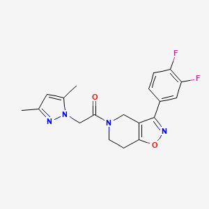 molecular formula C19H18F2N4O2 B5130938 3-(3,4-difluorophenyl)-5-[(3,5-dimethyl-1H-pyrazol-1-yl)acetyl]-4,5,6,7-tetrahydroisoxazolo[4,5-c]pyridine 