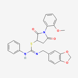1-(2-methoxyphenyl)-2,5-dioxo-3-pyrrolidinyl N-(1,3-benzodioxol-5-ylmethyl)-N'-phenylimidothiocarbamate