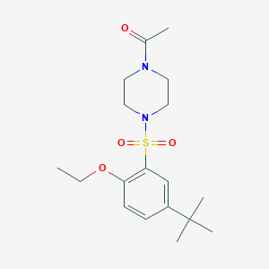 molecular formula C18H28N2O4S B513095 1-[4-(5-Tert-butyl-2-ethoxybenzenesulfonyl)piperazin-1-yl]ethan-1-one CAS No. 942788-52-5