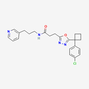 molecular formula C23H25ClN4O2 B5130957 3-{5-[1-(4-chlorophenyl)cyclobutyl]-1,3,4-oxadiazol-2-yl}-N-[3-(3-pyridinyl)propyl]propanamide 