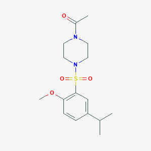 molecular formula C16H24N2O4S B513098 1-{4-[2-Methoxy-5-(propan-2-yl)benzenesulfonyl]piperazin-1-yl}ethan-1-one CAS No. 942771-35-9