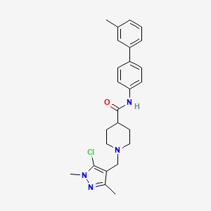 molecular formula C25H29ClN4O B5130987 1-[(5-chloro-1,3-dimethyl-1H-pyrazol-4-yl)methyl]-N-(3'-methyl-4-biphenylyl)-4-piperidinecarboxamide 