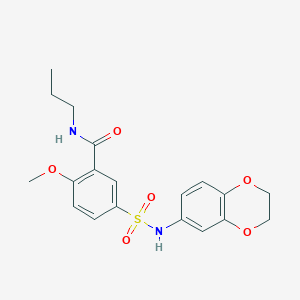 molecular formula C19H22N2O6S B5131012 5-[(2,3-dihydro-1,4-benzodioxin-6-ylamino)sulfonyl]-2-methoxy-N-propylbenzamide 