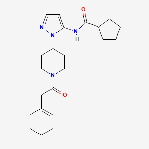 molecular formula C22H32N4O2 B5131047 N-(1-{1-[2-(1-cyclohexen-1-yl)acetyl]-4-piperidinyl}-1H-pyrazol-5-yl)cyclopentanecarboxamide 